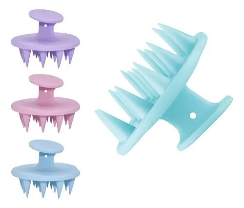 Cepillos masajeadores de cuero cabelludo de silicona en colores pastel