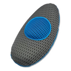 Cojín de apoyo lumbar gris con centro azul