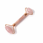 Rodillo facial de cuarzo rosa con doble cabezal